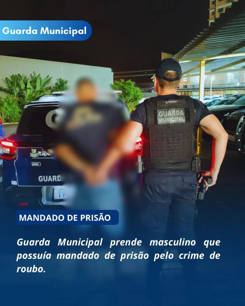 Homem com mandado de prisão por roubo é capturado pela Guarda Municipal de Itapema