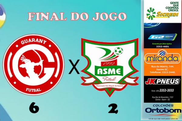 Guarany recebeu a equipe da Asme São Miguel o equipe da casa ganho 6 x 2 